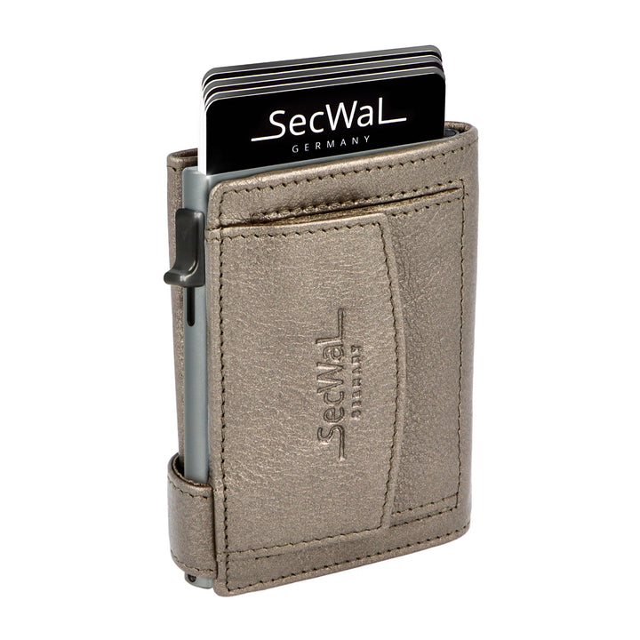 SecWal Kartenetui mit Münzfach Druckknopf inkl. Geschenkbox - Made in Germany - Echtleder Mini Geldb