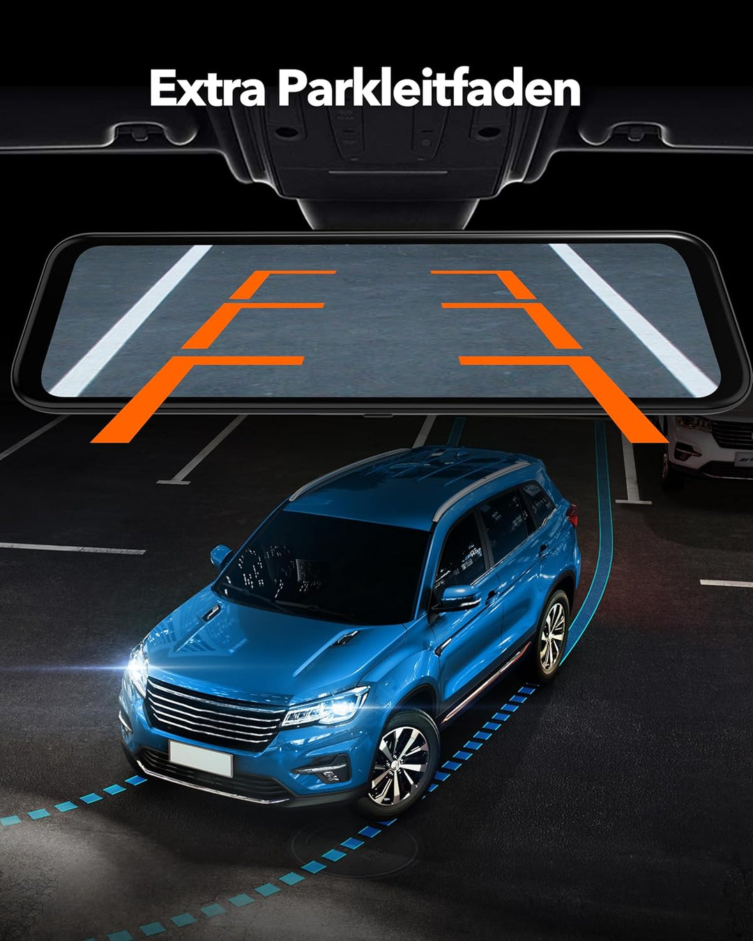 WOLFBOX 12'' G850 4K Spiegel Dashcam mit Rückfahrkamera, Dual Dash Cam Spiegel Auto Vorne und Hinten