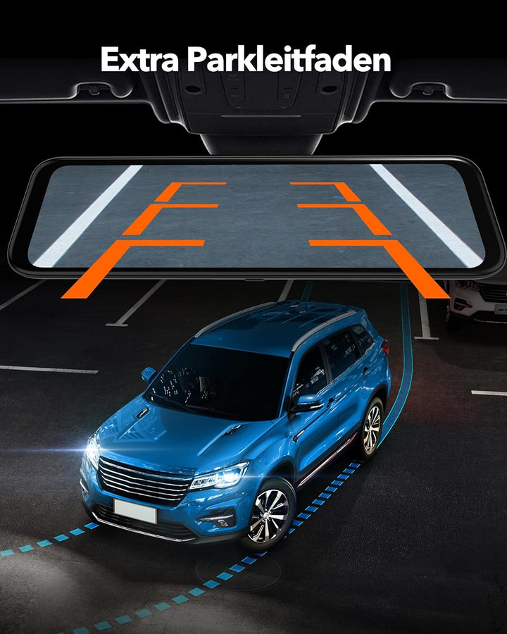 WOLFBOX 12'' G850 4K Spiegel Dashcam mit Rückfahrkamera, Dual Dash Cam Spiegel Auto Vorne und Hinten