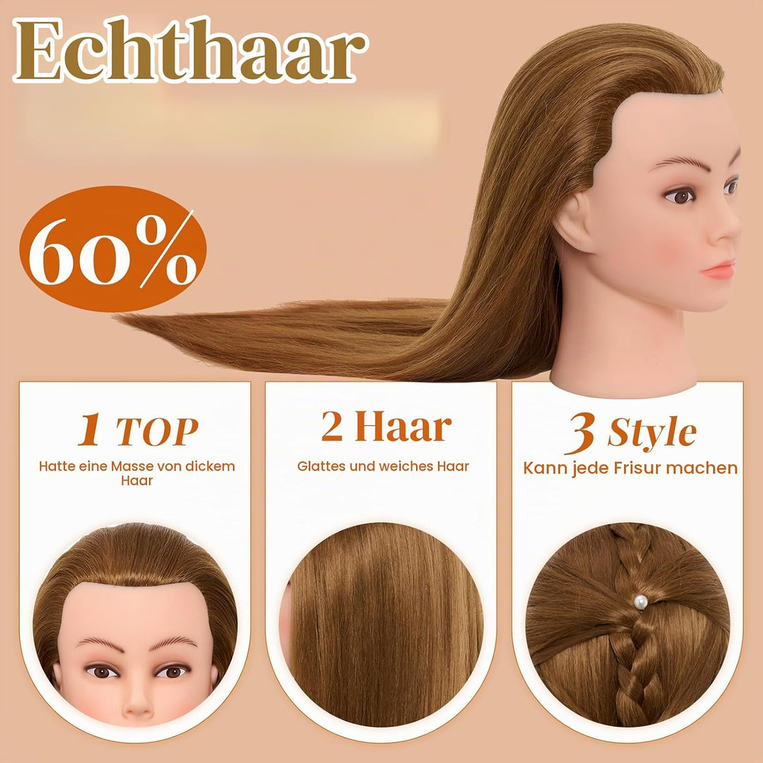 Neverland Beauty Frisierkopf 60% Echthaar 71cm Übungskopf Puppenkopf zum Frisieren Trainingsköpfe fü