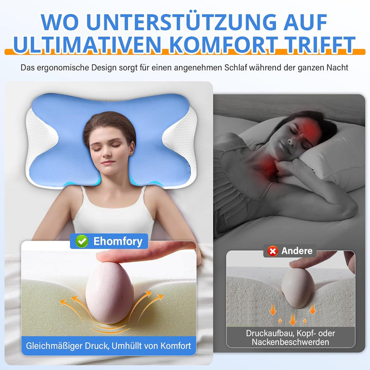 Ehomfory Memory Foam Kissen, Nackenstützkissen Ergonomisches Seitenschläferkissen Nackenkissen Kopfk