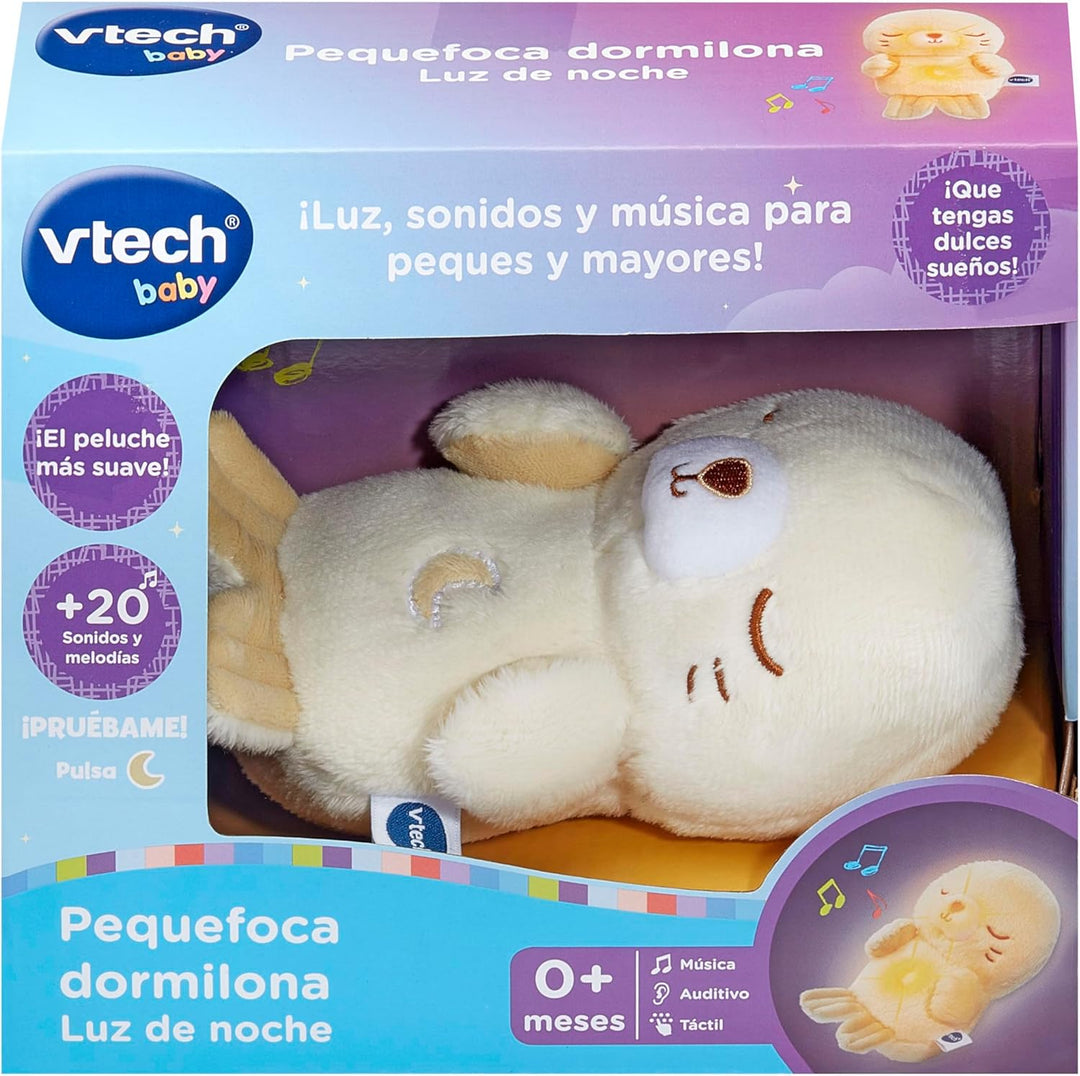 VTech -Baby Nachtlicht, interaktiver Plüsch, Spielzeug für Babys ab 0 Monaten, Leuchtknopf mit beruh