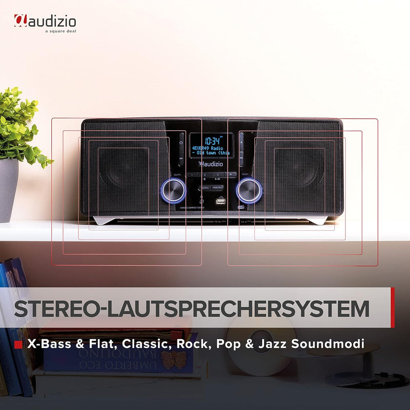 Audizio Cannes Stereo DAB Radio mit CD Player, Bluetooth Stereoanlage Kompaktanlage mit Fernbedienun