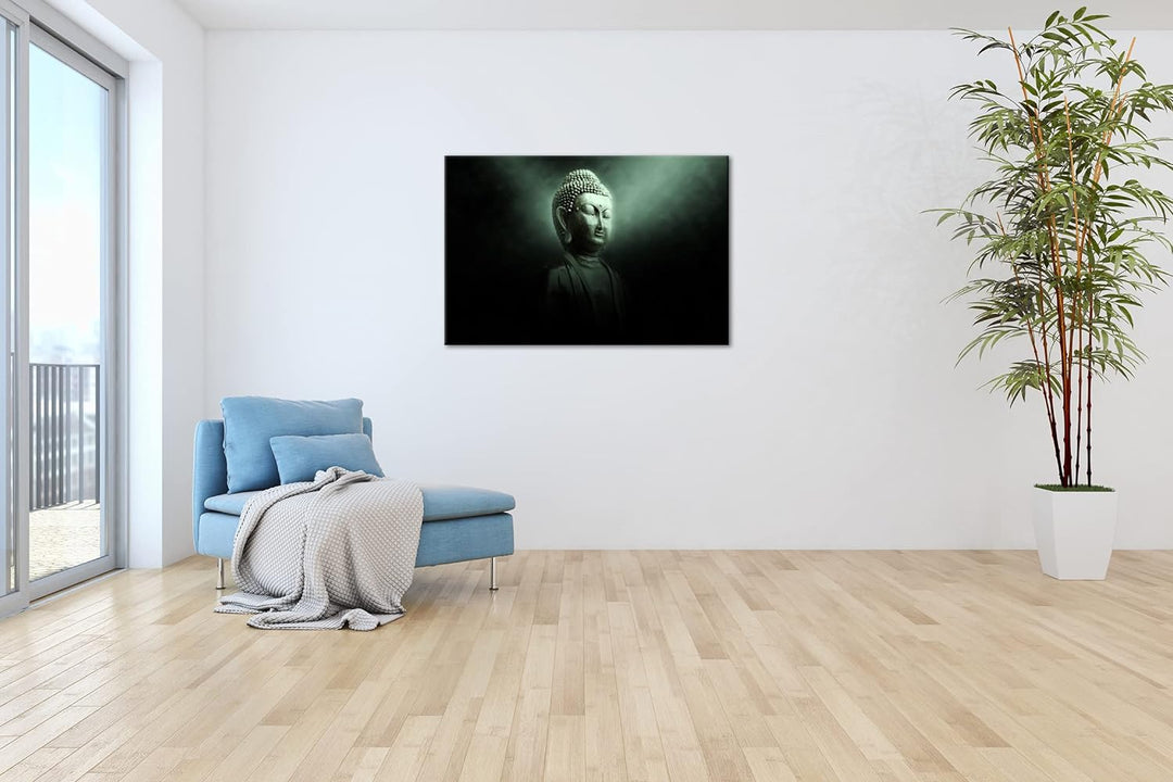 deyoli Dark Buddha Statur Format: 100x70 als Leinwand, Motiv fertig gerahmt auf Echtholzrahmen, Hoch