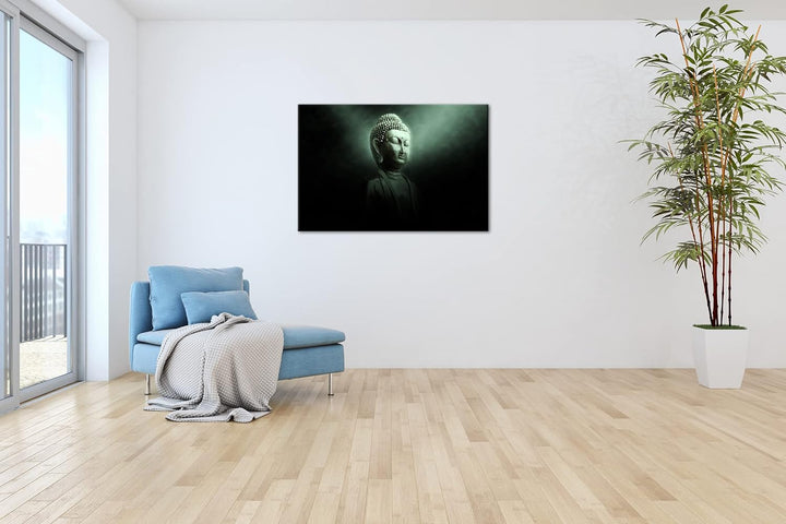 deyoli Dark Buddha Statur Format: 100x70 als Leinwand, Motiv fertig gerahmt auf Echtholzrahmen, Hoch