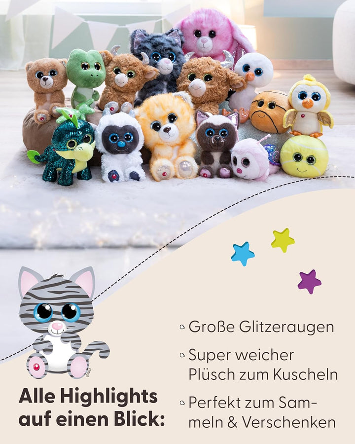 Kuscheltier GLUBSCHIS Katze getigert Nomelia 25cm - grau - Stofftier aus weichem Plüsch, niedliches
