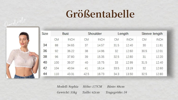 Dirndlwelle Oktoberfest Damen Dirndlbluse Kurzarm Rundhals Spitzebluse Weiss Schön Kurzarm Trachtenb