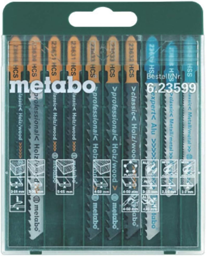 Metabo Stichsägeblattsortiment - SP 10-teilig, für Holz+Metall+Kunststoffe (623599000) Materialeignu