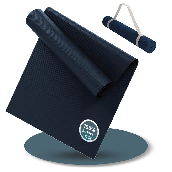 LILENO SPORTS Yoga Matte (180x60cm) inkl. Tragegurt - Sport und Yogamatte extra rutschfest in 4 mm D