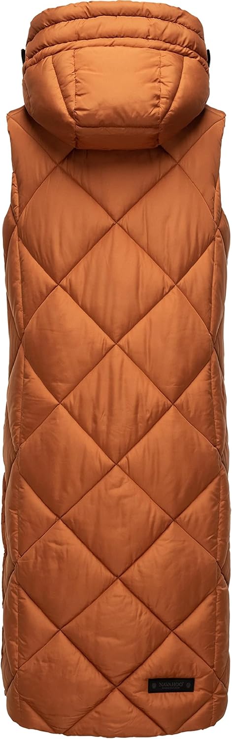 Navahoo warme Damen Winter Steppweste lang mit Kapuze Schnuckel XS-XXL S Rusty Cinnamon, S Rusty Cin