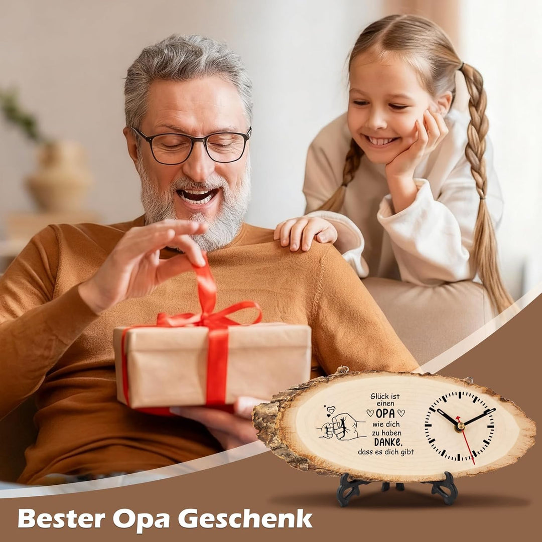 KAAYEE Opa Geschenk, Holzuhr Geschenke für Opa zum Vatertag Geburtstag Valentinstag Ostern, Bester G