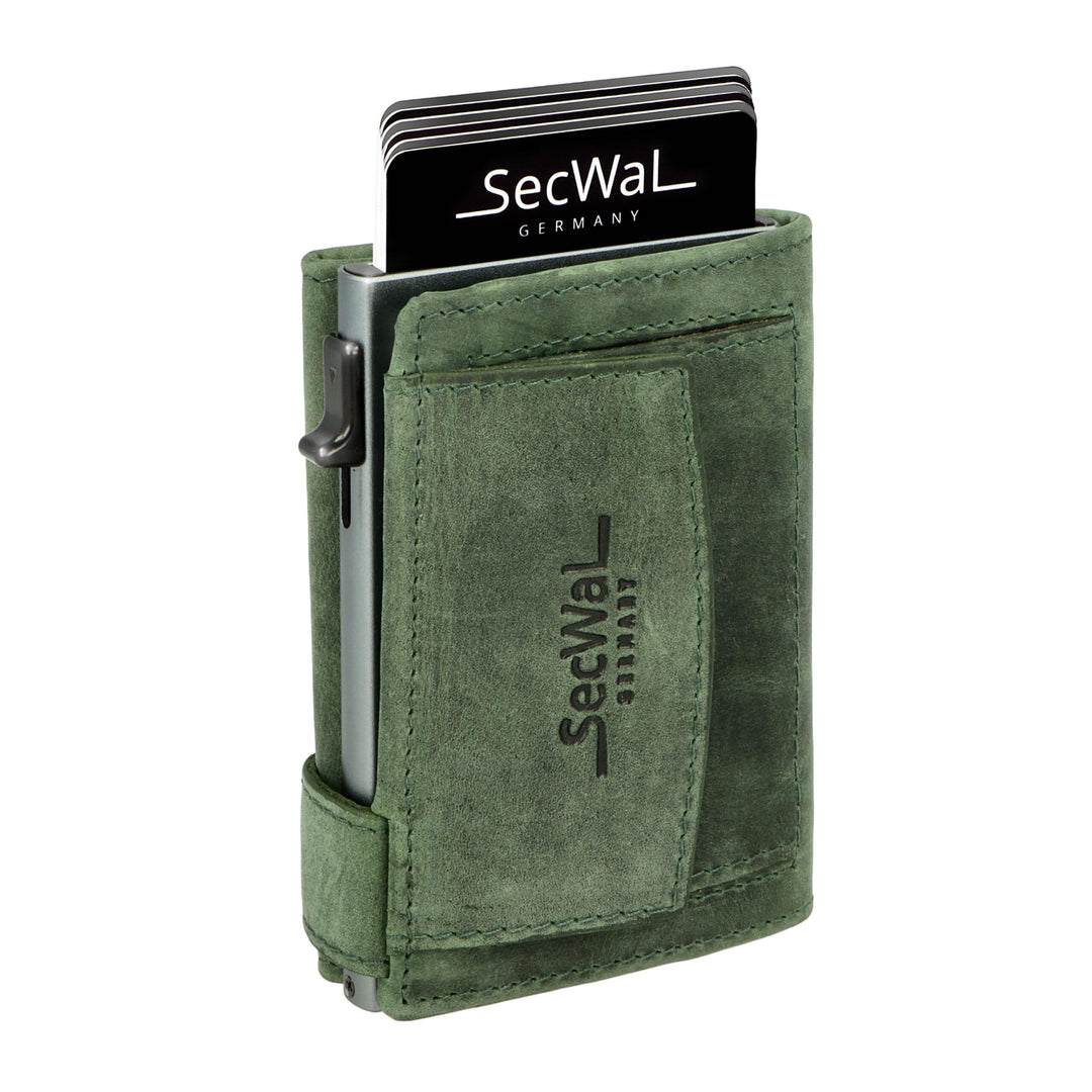 SecWal Kartenetui mit Münzfach Druckknopf inkl. Geschenkbox - Made in Germany - Echtleder Mini Geldb