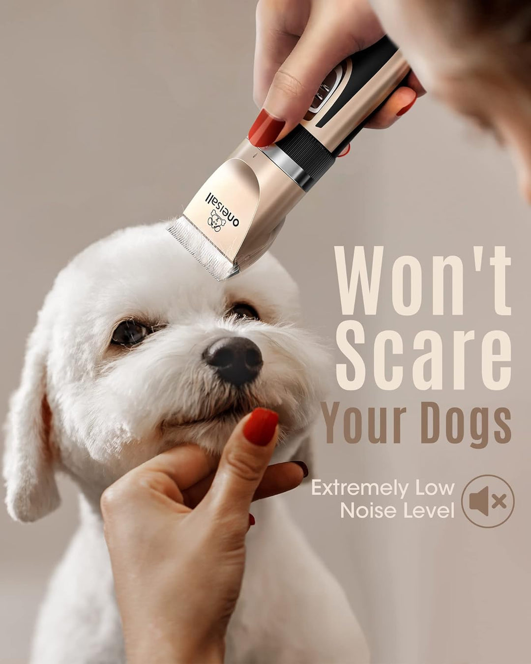 oneisall Dog Clippers Low Noise, 2-Speed Quiet Dog Grooming Kit Rechargeable Cordless Pet Hair Clipp