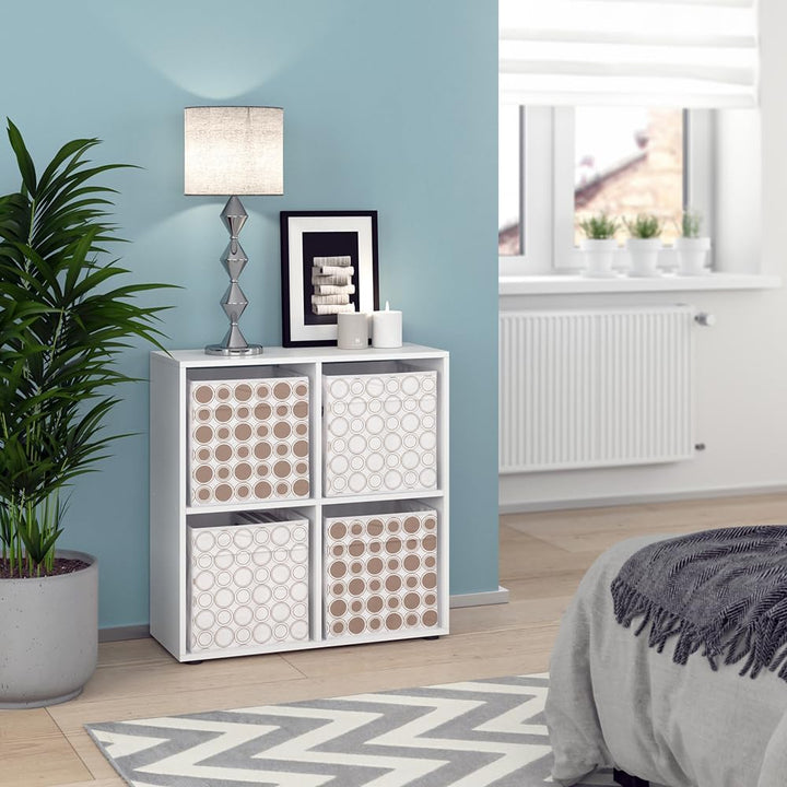 Vicco Raumteiler Tetra, Weiss, 72 x 72.6 cm mit 4 Faltboxen Opt.2 Raumteiler 73x72 cm mit Faltbox Re