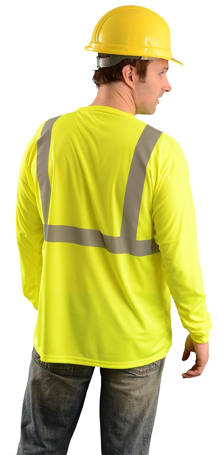 Occunomix LUX-LSET2B-YS Classic Standard Langarm Wicking Birdseye T-Shirt ohne Tasche, Klasse 2, 100