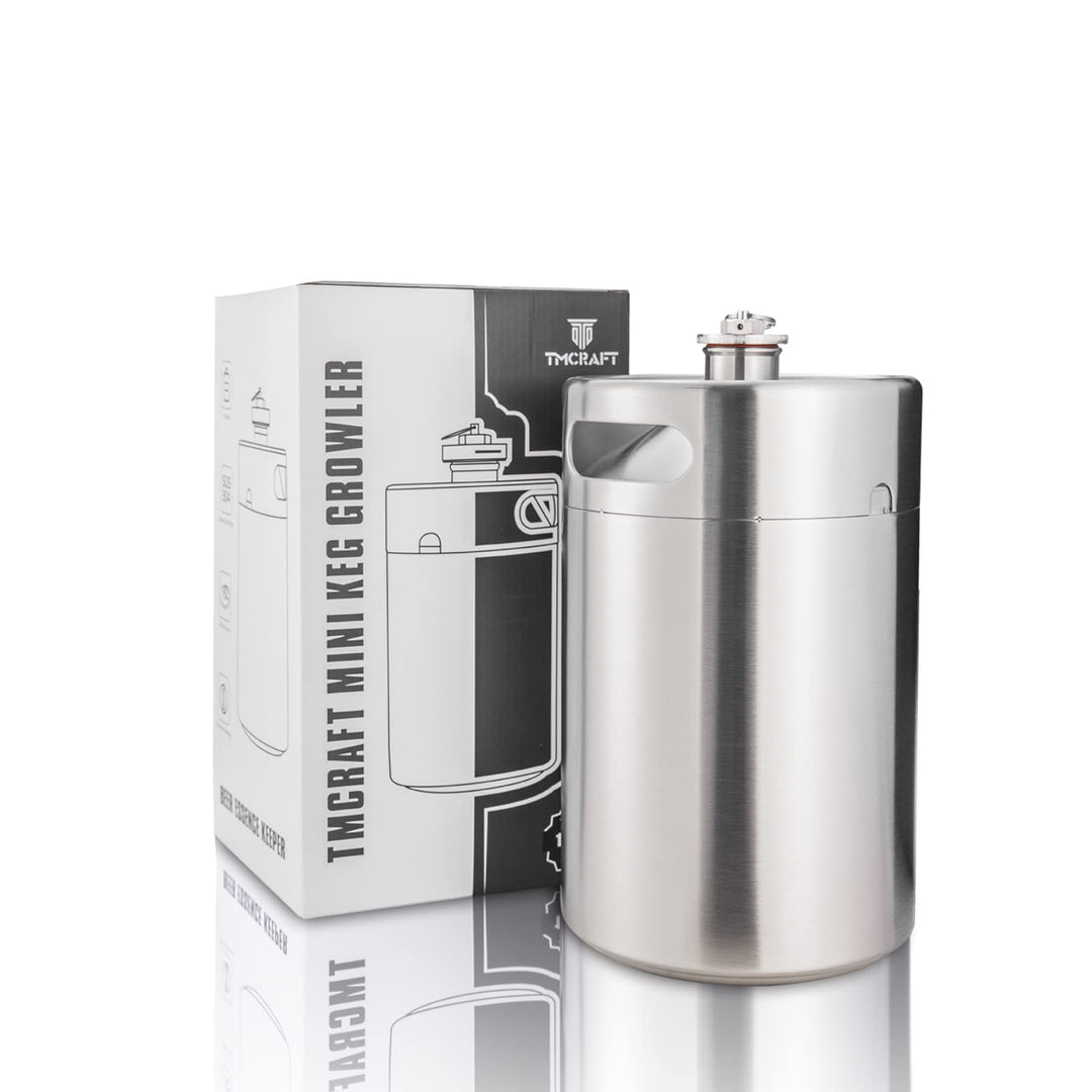 TMCRAFT 5 Liter Mini Growler Keg, tragbares Edelstahl-Bierfass mit sechskantem Spiraldeckel für Haus
