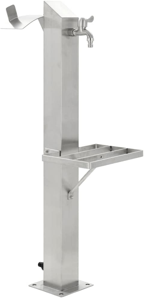 Festnight Wassersäule Garten Mit Wasserhahn Edelstahl Quadratisch Wassersäule 95 cm Gartenwasserhahn