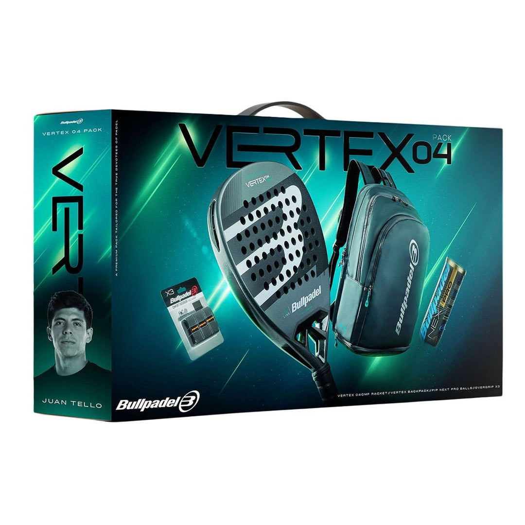 Pack Bullpadel Vertex 04 M 25 – Padelschläger für Power-Paddelschläger + Premium-Zubehör | Modell 20