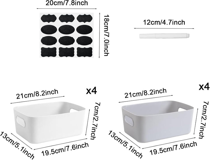 14 Stück Aufbewahrungsbox Kunststoff mit Griffen,21×13×7cm Organizer Küchenschrank,Stapelbar Multifu