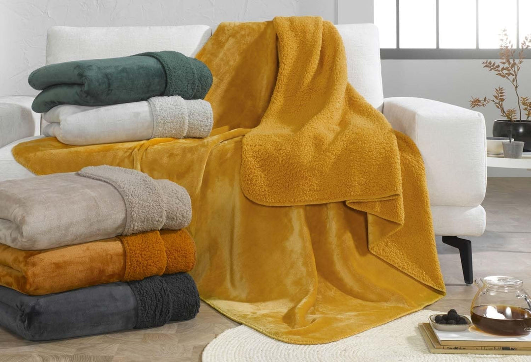 casa NOVA Wende-Wohndecke - Taupe - Polyester - 150 x 200 cm
