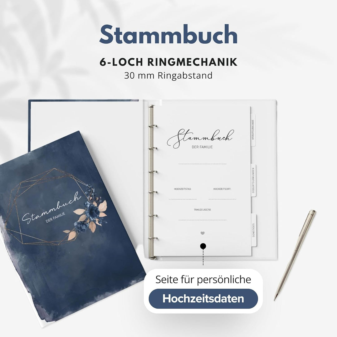 Stammbuch zur Hochzeit Standesamt - Stammbuch der Familie - Familienstammbuch inkl. Einleger - Water