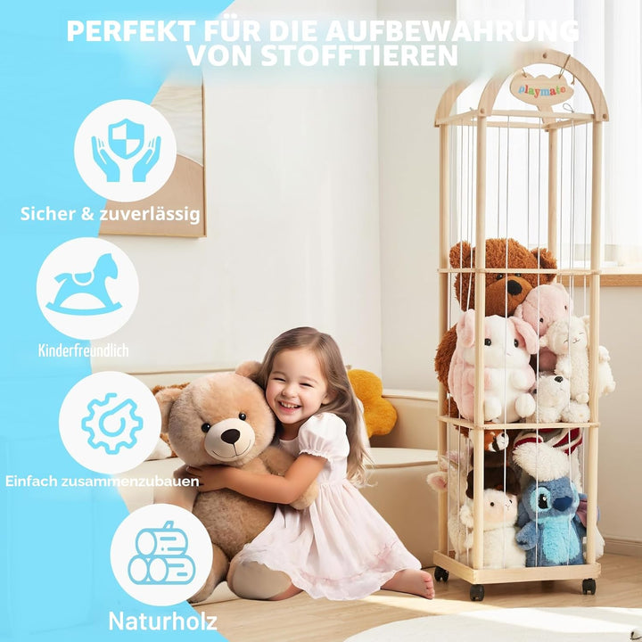 Stofftier-Aufbewahrungs-Organizer, Zoo-Spielzeughalter für Kinderzimmer, Spielzimmer, Schlafzimmer