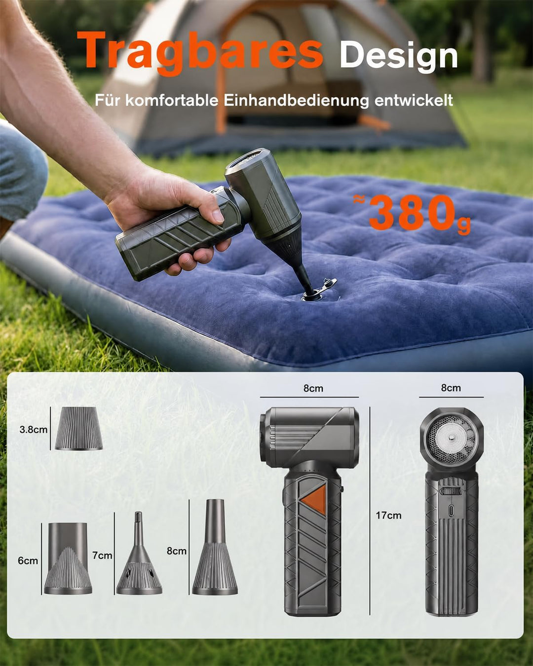 WHATOOK W02 Pro Elektrisches Staubgebläse, 100m/s Electric Air Duster, 100-stufig einstellbares PC R