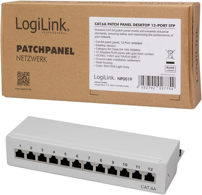 LogiLink Professional Cat.6A (500 MHz) Patchpanel - Verteilerfeld, Tisch/Wand/Desktop, STP (geschirm