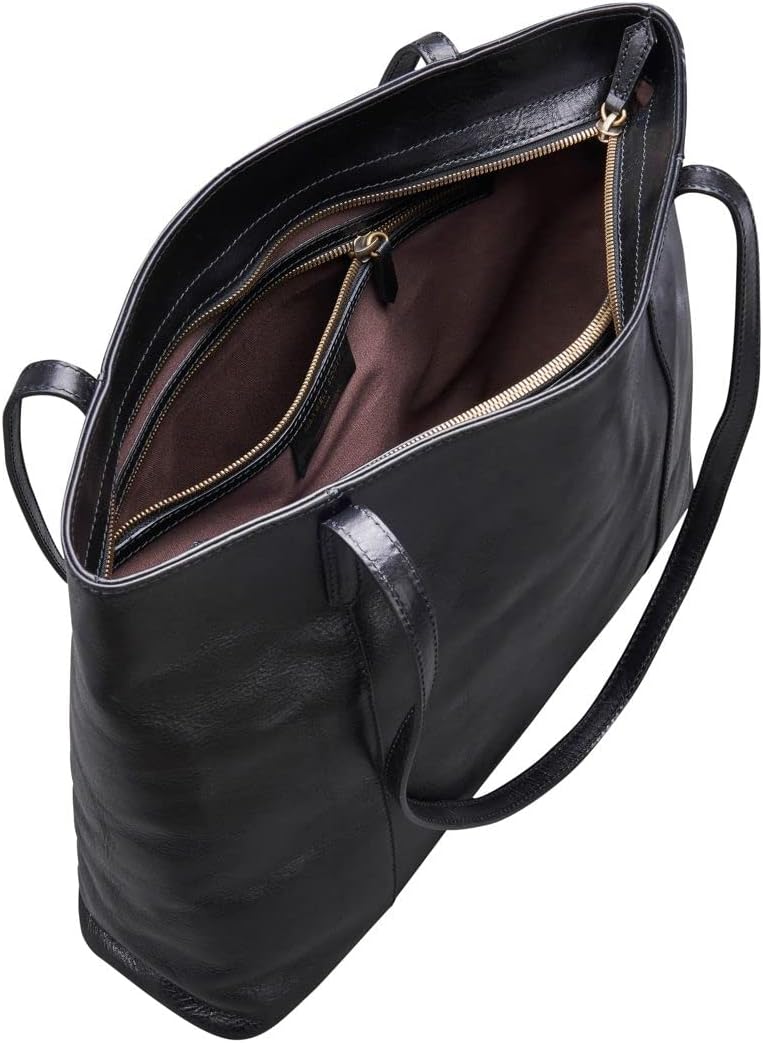 Maxwell Scott Italienischer Damen Leder Shopper Athenea in Schwarz, Schwarz
