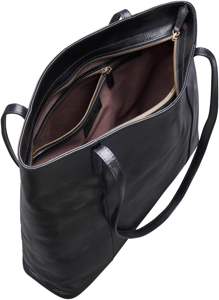 Maxwell Scott Italienischer Damen Leder Shopper Athenea in Schwarz, Schwarz