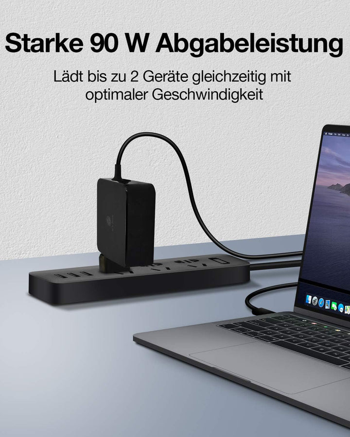 ICY BOX 90W USB-C Netzteil für Laptops, Tablets und Smartphones, Schutzfunktion, Power Delivery 3.0,