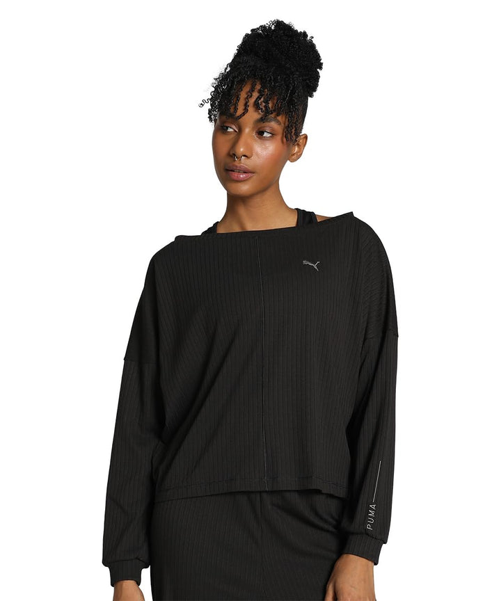 PUMA Damen Studio Unwind Trainings-T-Shirt XS Schwarz, XS Schwarz