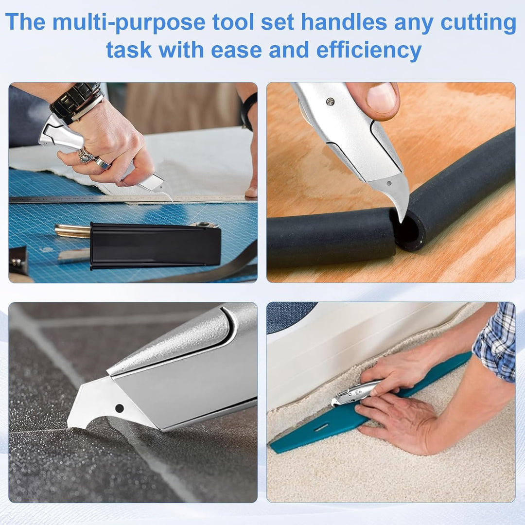 Teppichmesser Hakenklinge, Teppichmesser Profi mit 8 Stück Ersatzklingen, Cuttermesser Teppich, Cutt