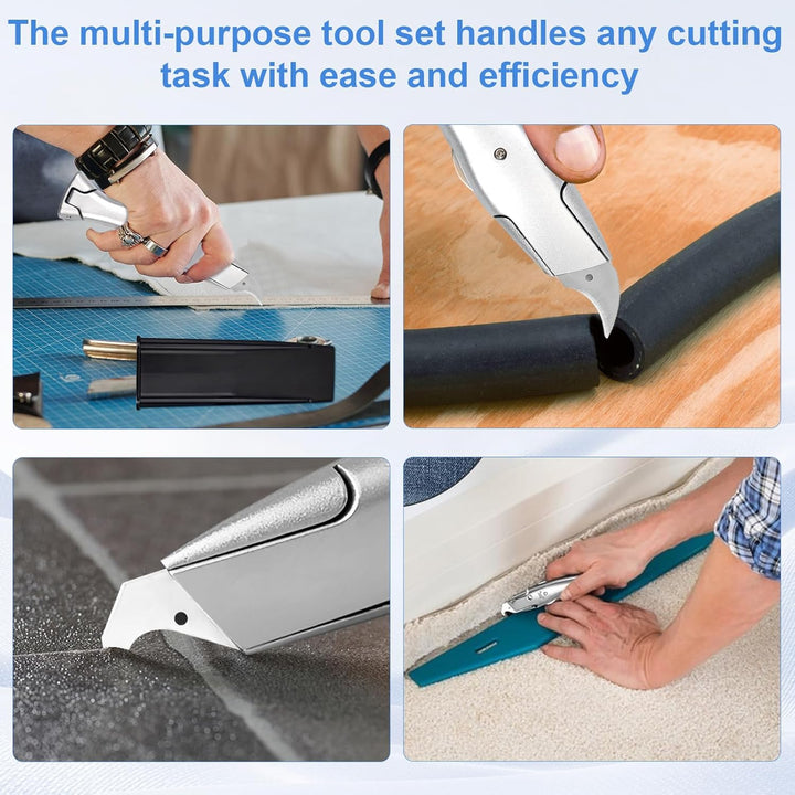 Teppichmesser Hakenklinge, Teppichmesser Profi mit 8 Stück Ersatzklingen, Cuttermesser Teppich, Cutt