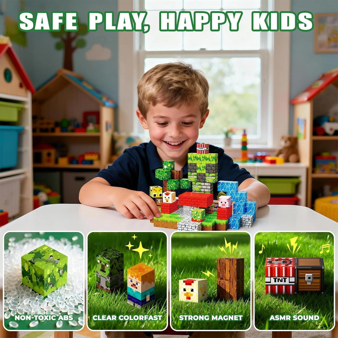 Magnetische Bausteine Bauspielzeug 100 Pcs Magnetbausteine für Kinder Montessori Kreative Spielzeug