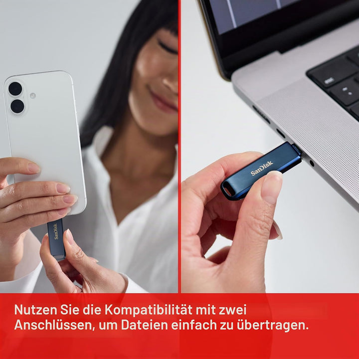 SANDISK Phone Drive, Flash-Laufwerk 2-in-1, iPhone Speicher 64GB (Für iPhone, iPad, PC &amp; Mac, Automa