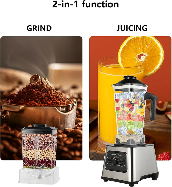 Mixer Hochleistungsmixer, 2-in-1-Standmixer, 6000W Smoothie Maker, 2L+0.5L, 9 Stufen, 4-Klingen, Mix