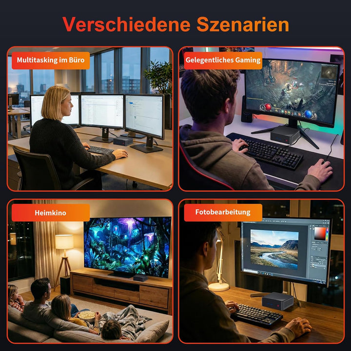 AWOW Mini PC AMD Ryzen Embedded R2514 (4 Kerne, bis 3,7 GHz), 8GB DDR4, 512GB PCIe 3.0 SSD, Radeon G