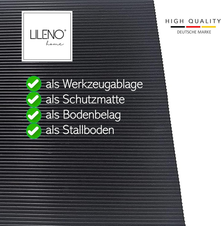 LILENO HOME Rillen Gummimatte Meterware 1000x100 cm (2x5m) - Gummiläufer Rillenmatte (3mm) als Werks