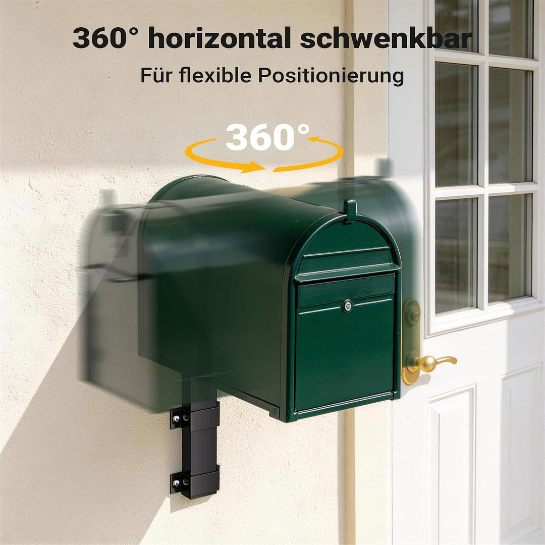 Wiltec Wandhalterung schwarz 50 x 120 x 250 mm für US Mailbox, amerikanischer Briefkasten mit Fahne,
