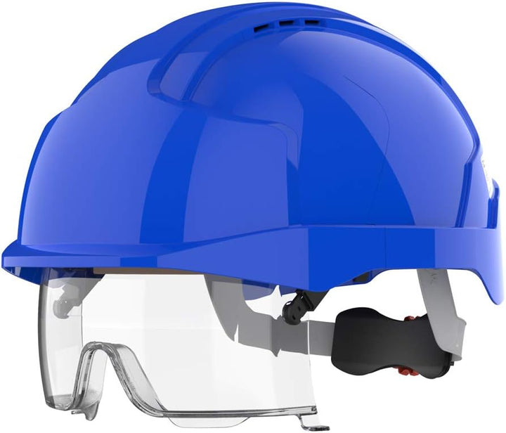 JSP EVO VISTAlens Sicherheitshelm mit integrierter Schutzbrille JSP AMB170-006-F00, Blau/Blau (280-E