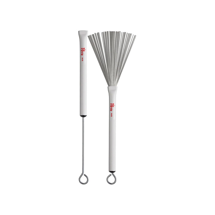 Vic Firth Retractable Wire Jazz Brushes - White Split Single, Split Single