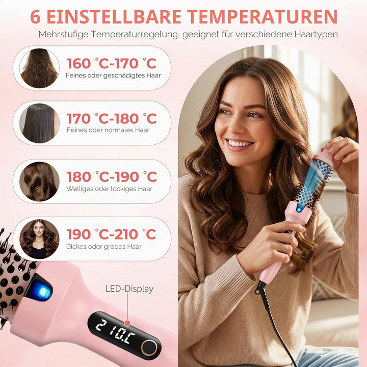 Thermal Brush, 38mm Thermobürste Wärmebürste, Stylingbürsten Macht Haar Glatt und Glänzend, Elektris
