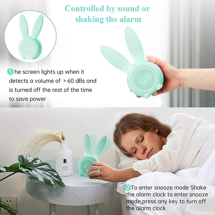 Kinder Lichtwecker Hasen Wecker Uhr Kinderwecker Rabbit Alarm Clock Wake Up Light Kreative Lampe Nac