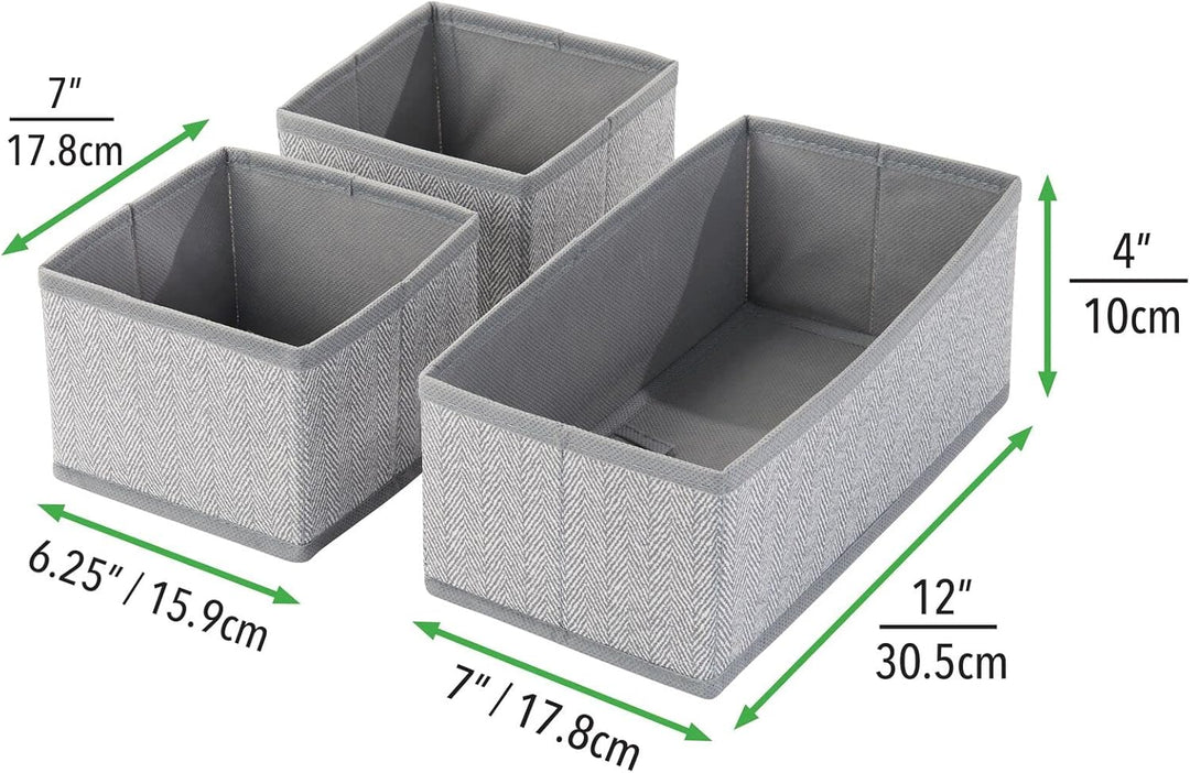 mDesign 2er-Set Baby Organizer mit je 3 Boxen – Aufbewahrungsbox in 2 Grössen für Windeln, Feuchttüc
