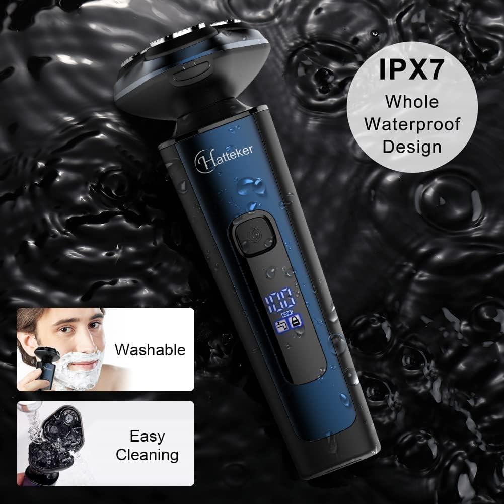 Hatteker Herren Elektrorasierer Rasierer Bartschneider Rotationskopf Rasierer für Männer Kotelettent