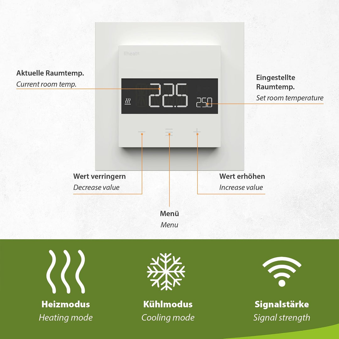 Heatit Z-TRM6 Z-Wave Plus Thermostat Raumregler mit EXT. Sensor für Fussbodenheizung elektrisch und
