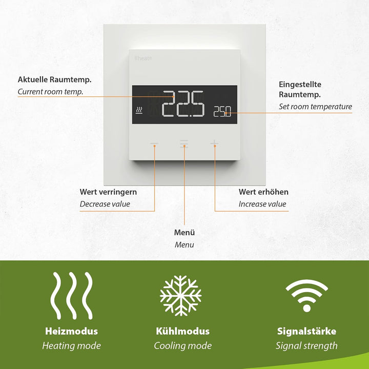 Heatit Z-TRM6 Z-Wave Plus Thermostat Raumregler mit EXT. Sensor für Fussbodenheizung elektrisch und