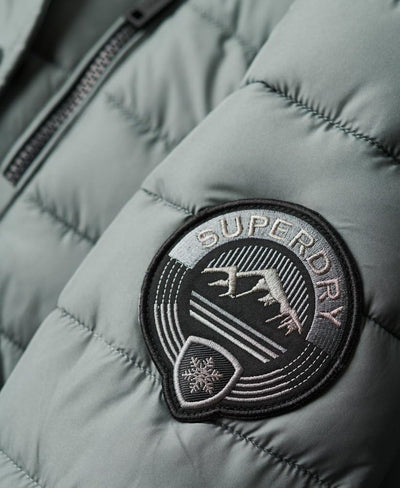 Superdry Damen Fuji Hooded Longline Puffer Jacke 38 Grün (Balsam Green), 38 Grün (Balsam Green)