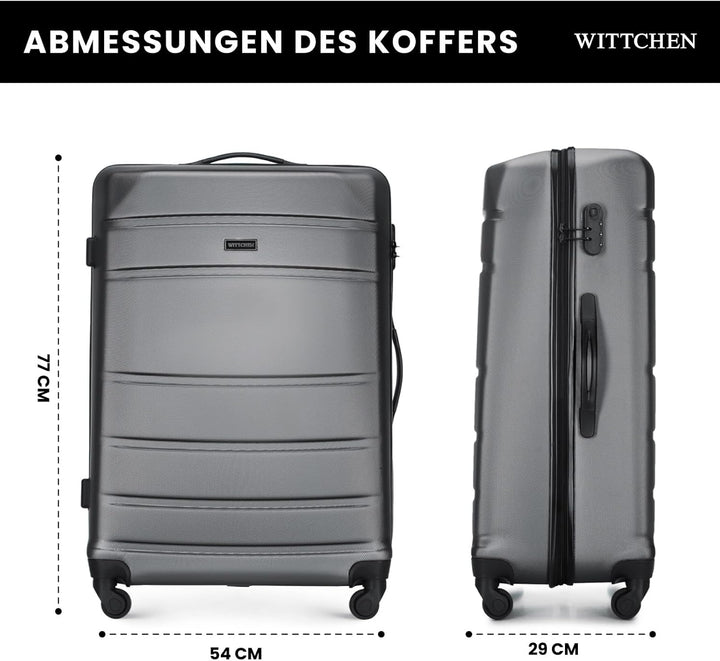 WITTCHEN Grosser Koffer Trolley Koffer Reisekoffer aus ABS Hartschalen Trolley 4 Rollen Kombinations